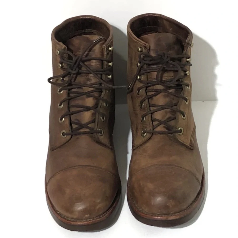 CHIPPEWA X Ll Bean ODRY9 Brown Oil Leather Cap Toe Lace Up Boots